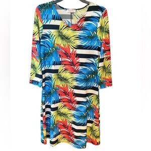 Pretty Woman Sz M Tropical Print Summer Vacation Lunch Wash Wear Dress
